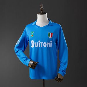 kb-201768174-1 Napoli 87/88 Home Long Sleeve Retro Jersey