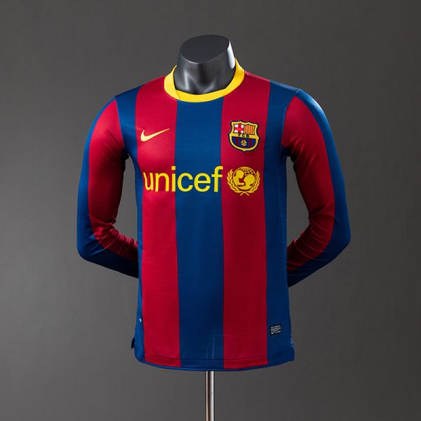Barcelona 10/11 Home Long Sleeve Player Version Retro Jersey