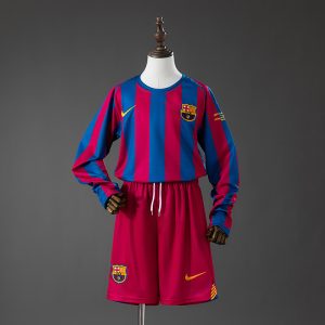 Barcelona 05/06 Home Champions League Long Sleeve Retro Kids Kit