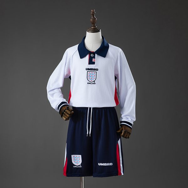 England 1998 Home Long Sleeve Retro Kids Kit
