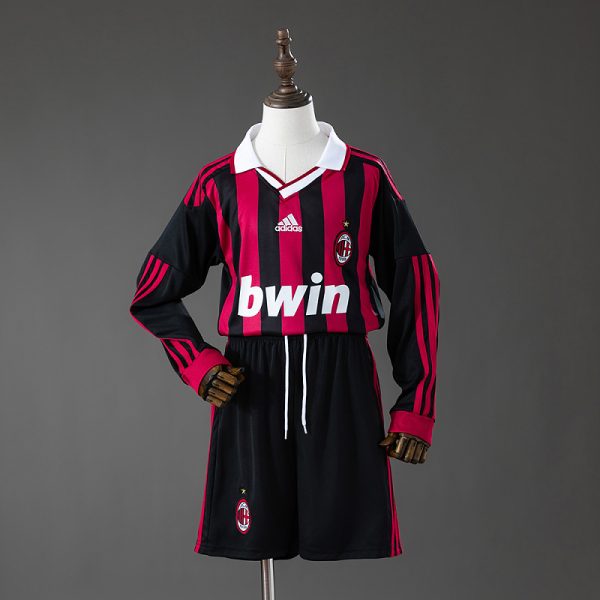AC Milan 09/10 Home Long Sleeve Retro Kids Kit