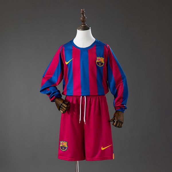 Barcelona 05/06 Home League Edition Long Sleeve Retro Kids Kit