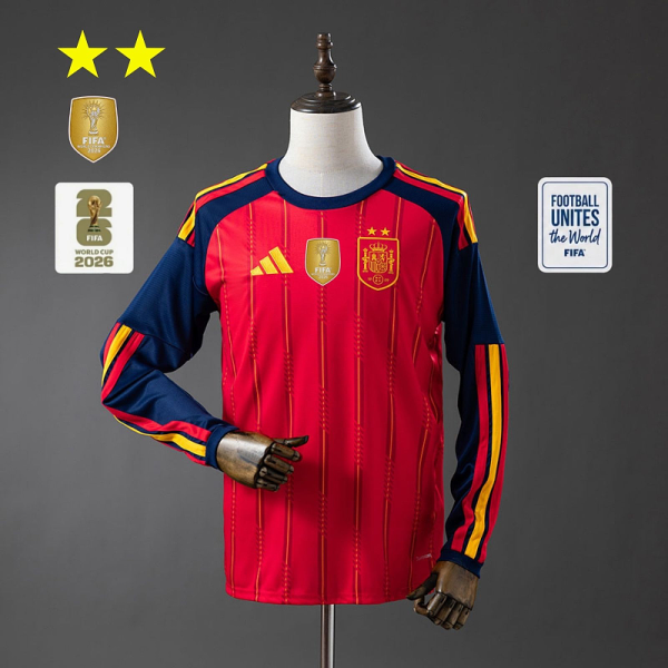 Spain 2026 Home 2 Star Long Sleeve Jersey